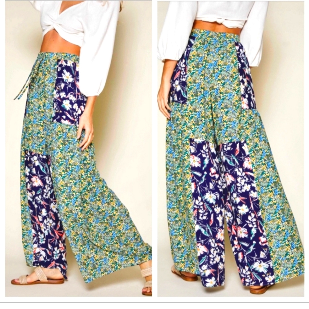 Gorgeous Spring Boho Floral Print  Wide Leg Pants
